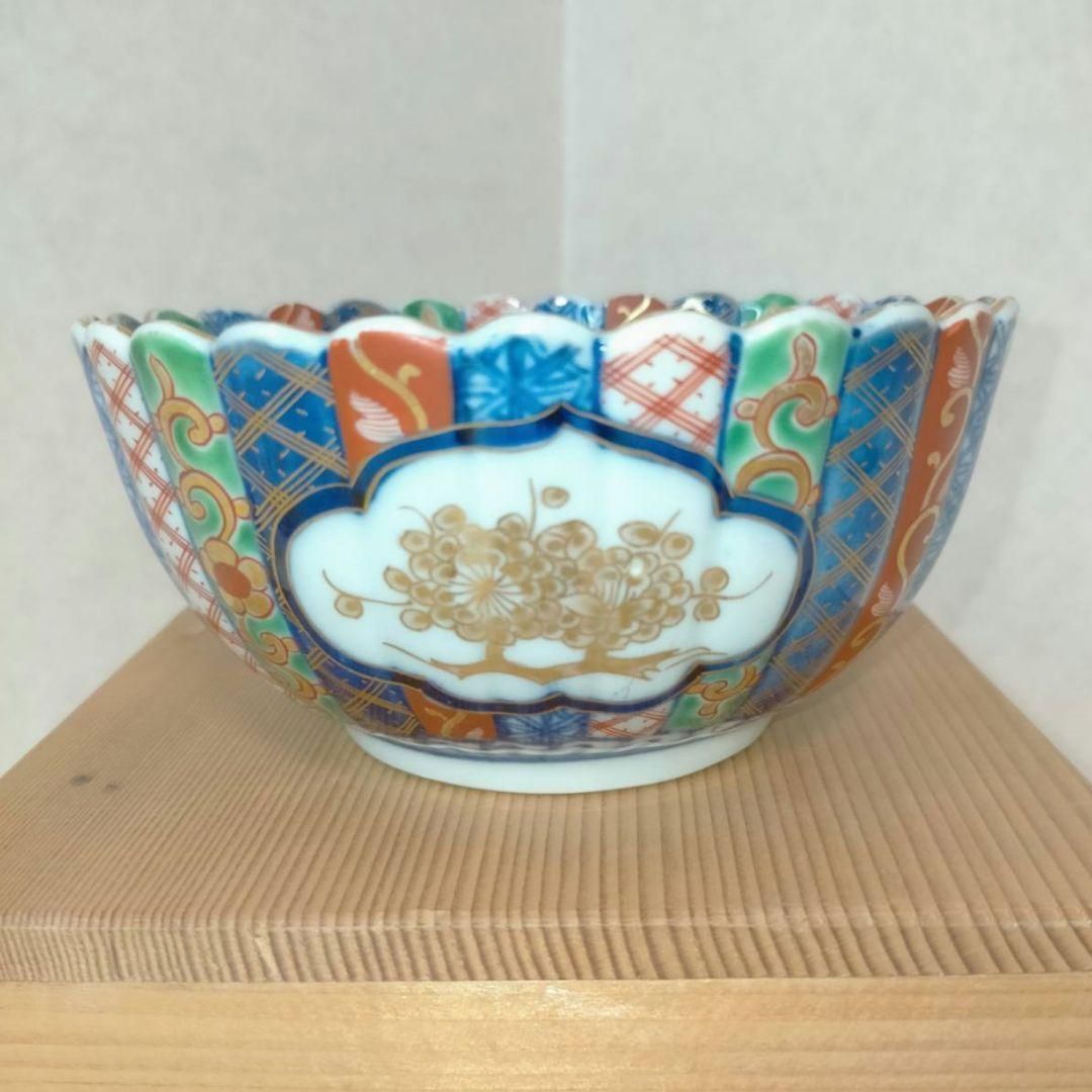 大聖寺伊万里 金襴手松竹梅文碗 向付 10客 箱付 江戸後期 15857 』