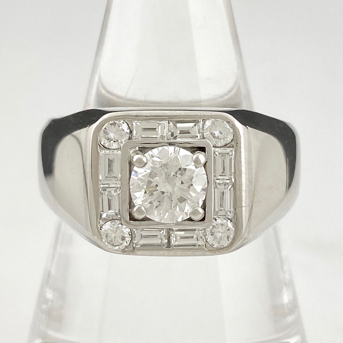 ダイヤモンド デザインリング プラチナ 指輪 メレダイヤ リング 19.5号 Pt900 ダイヤモンド メンズ 【中古】 