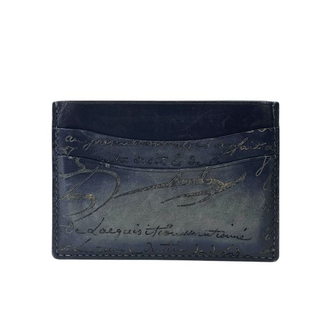 ベルルッティ ネオ スクリットレザー カリグラフィ カードケース パスケース 名刺入れ コンパクト ロゴ レザー ネイビー Berluti 正規品 安心品質 メンズ レディース ユニセックス ブランド小物 感 ビジネス シンプル スリムデザイン