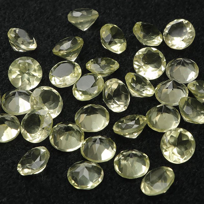 ブラジル産 レモンクォーツ コインファセットカット ルース 8mm【2コ