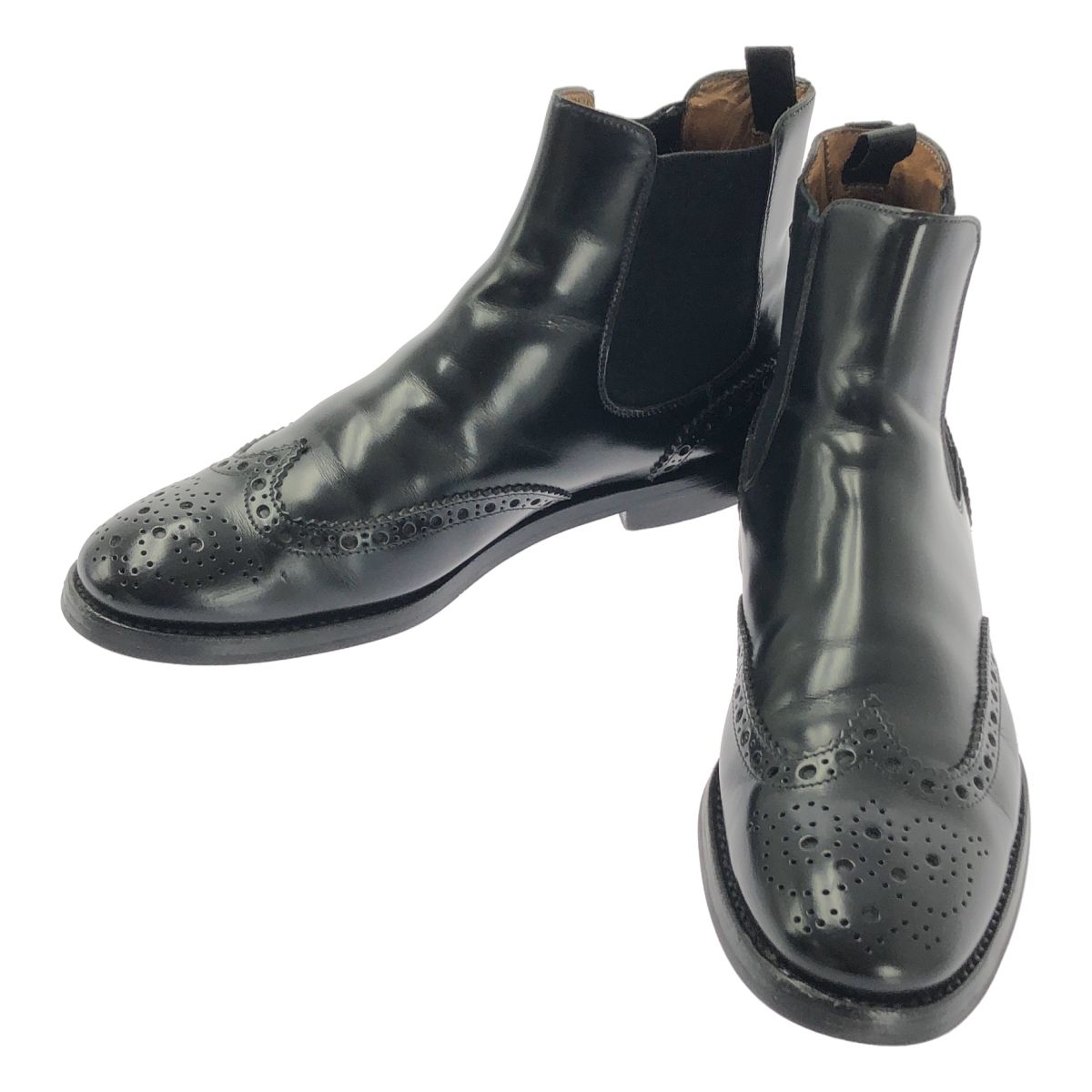 Church s チャーチ KETSBY ケッツビー レザー サイドゴア ウイングチップ チェルシーブーツ 36 ブラック レディース