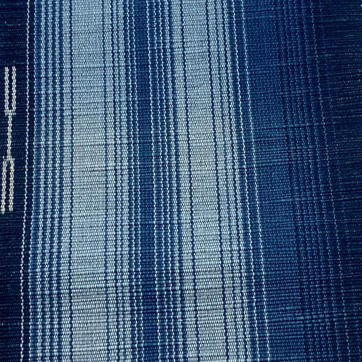 半幅帯 竹富ミンサー 証紙 草木染 縞 幾何学 藍色 綿