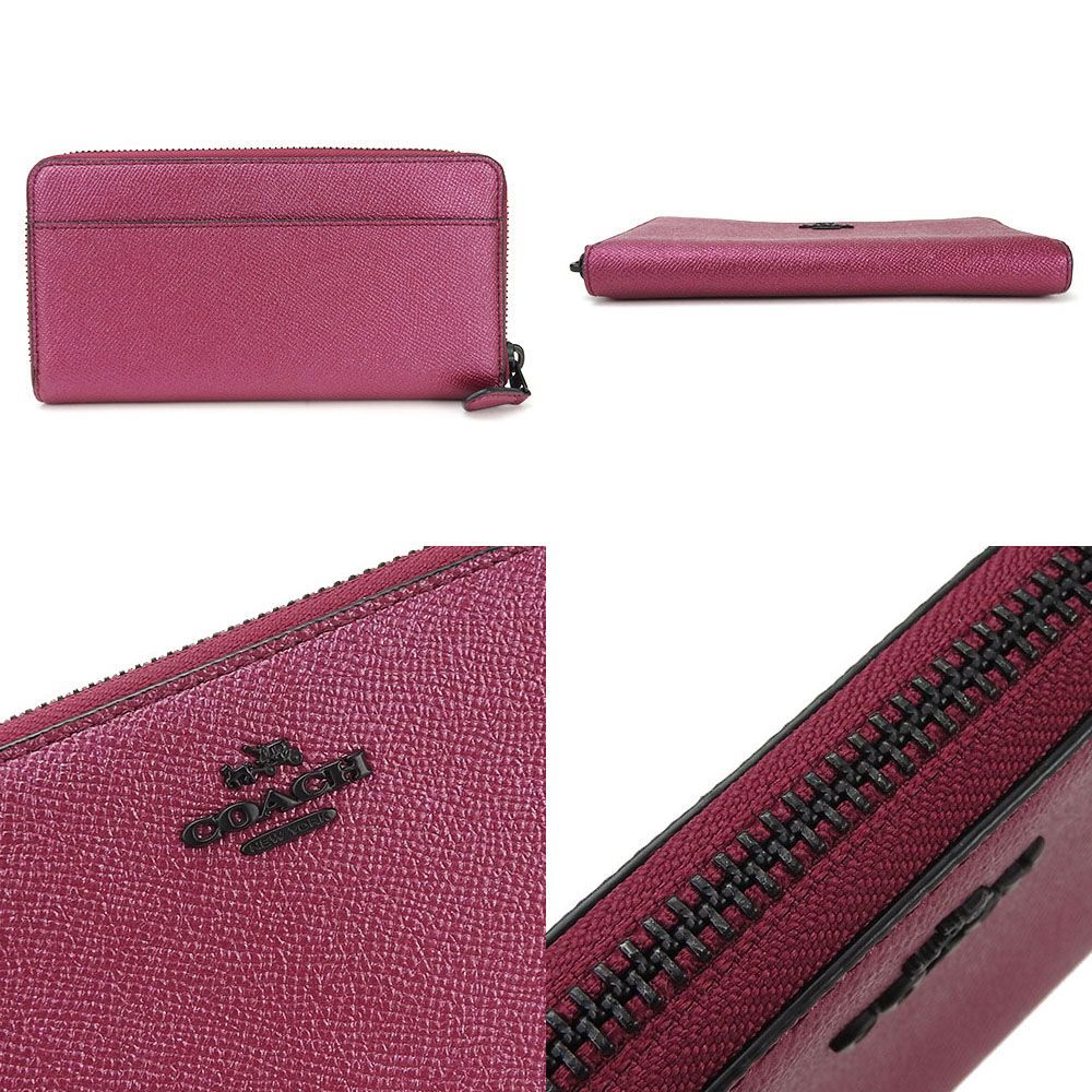 新品未使用品　COACH ラウンドジップ 長財布 中古】コーチラウンドファスナー長財布87071メタリックパープル系