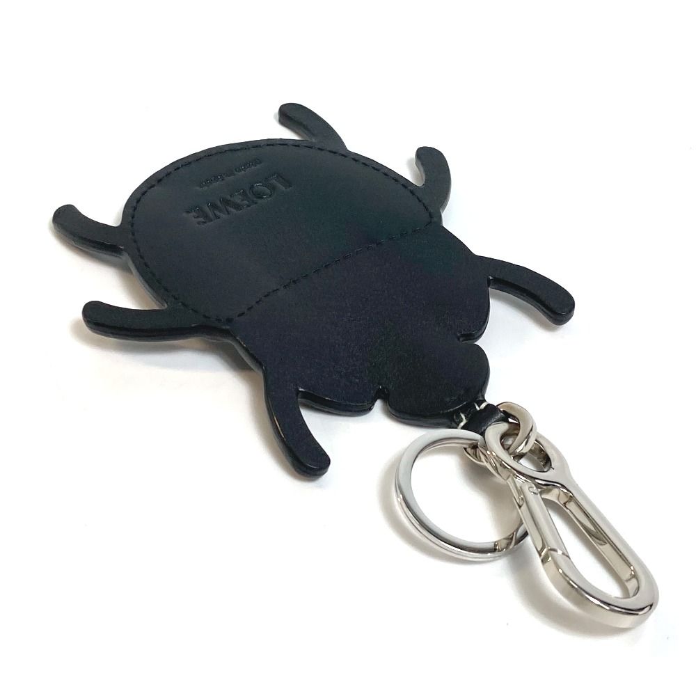 ロエベ 昆虫 キーホルダー チャーム レザー ブラック×シルバー