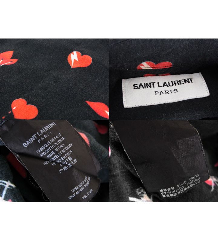 サンローラン パリ SAINT LAURENTS PARIS □ 17AW 【 481867 Y348R 】 ノースモーキング ハート 総柄 長袖  シャツ w17128 - メルカリ