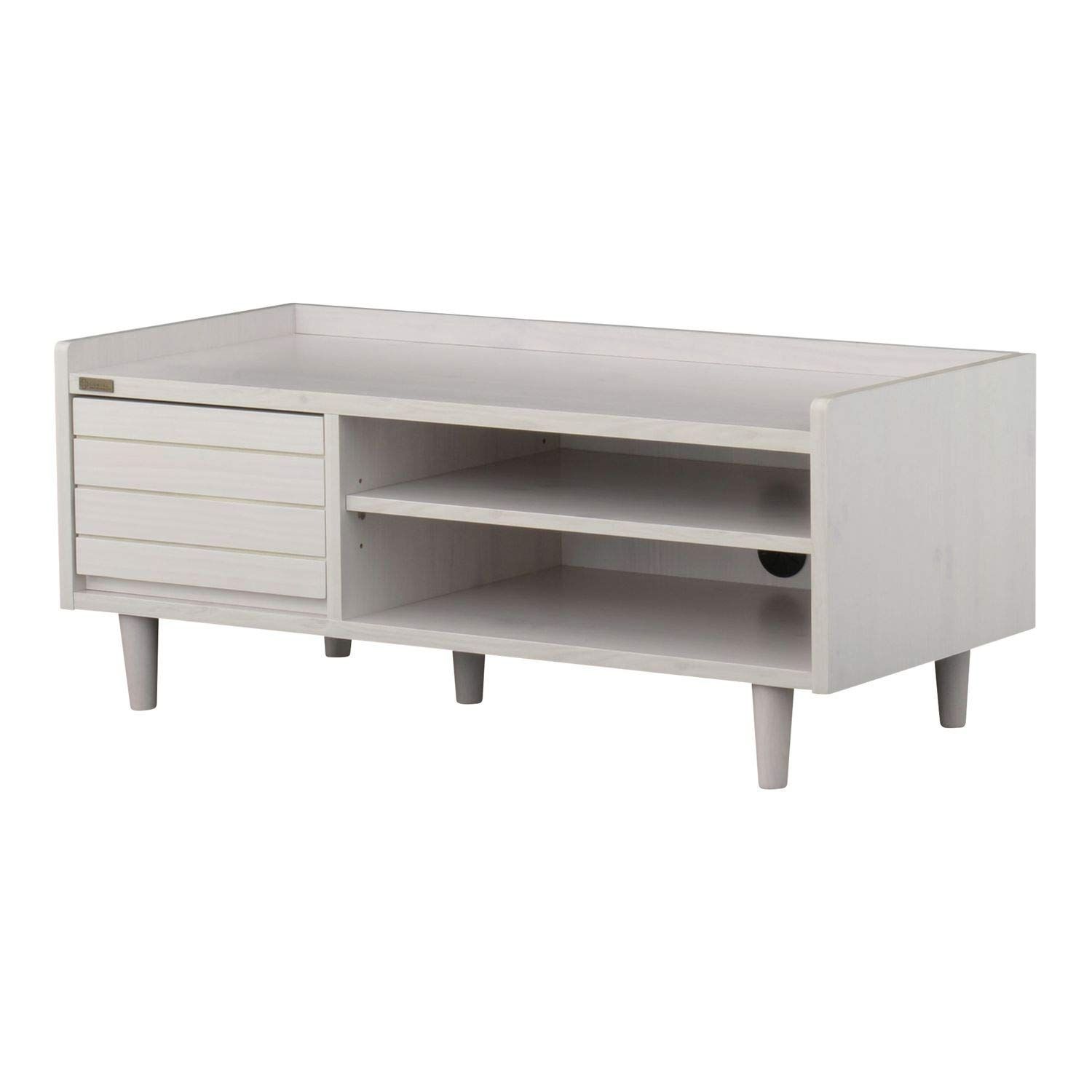 佐藤産業 TWICE テレビ台 ローボード 幅90cm 奥行40cm 高さ37.5cm ホワイト 32型対応 美しい木目 コード穴 可動棚 TW37-90L WH