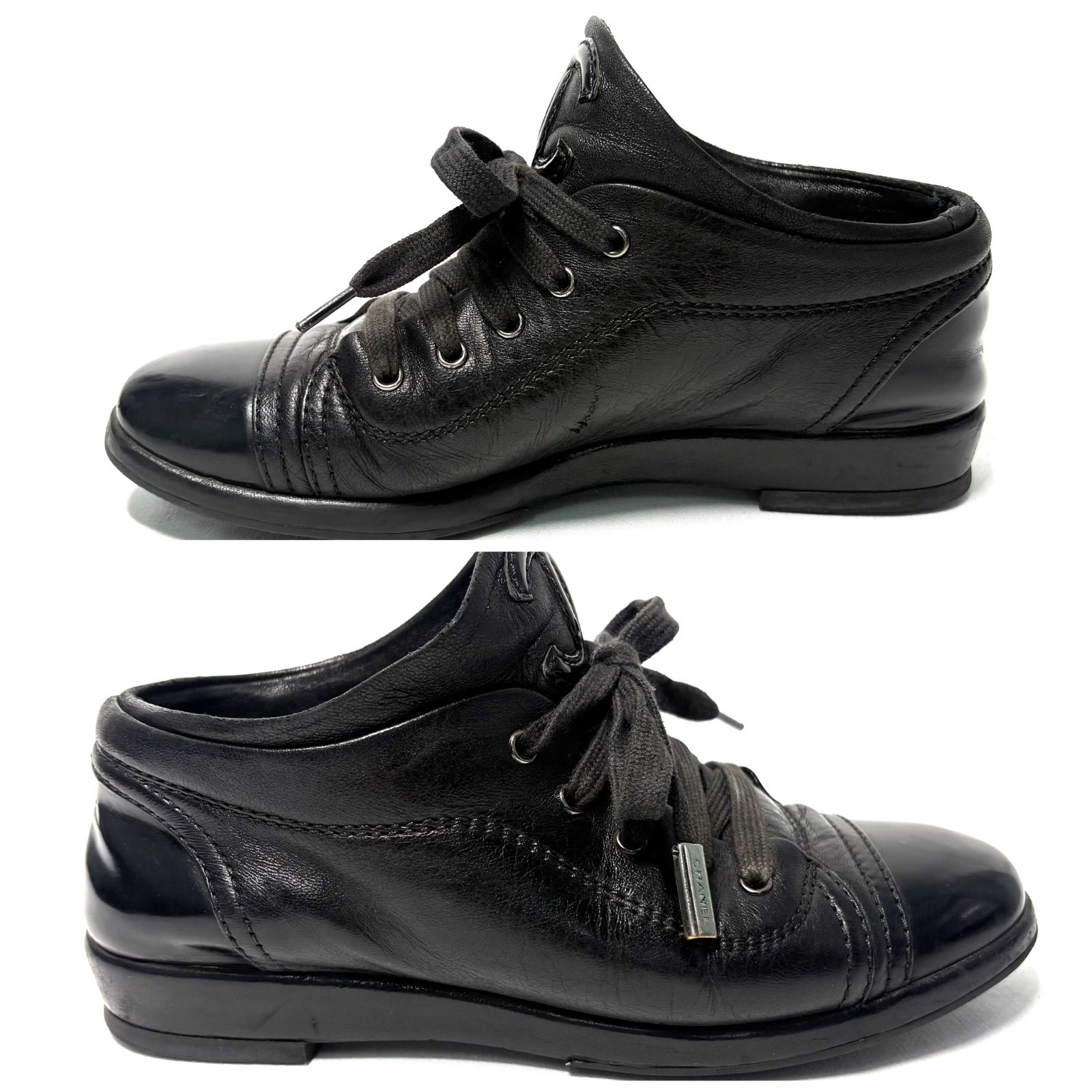 美品】 CHANEL シャネル レザー ココマーク スニーカー G25313