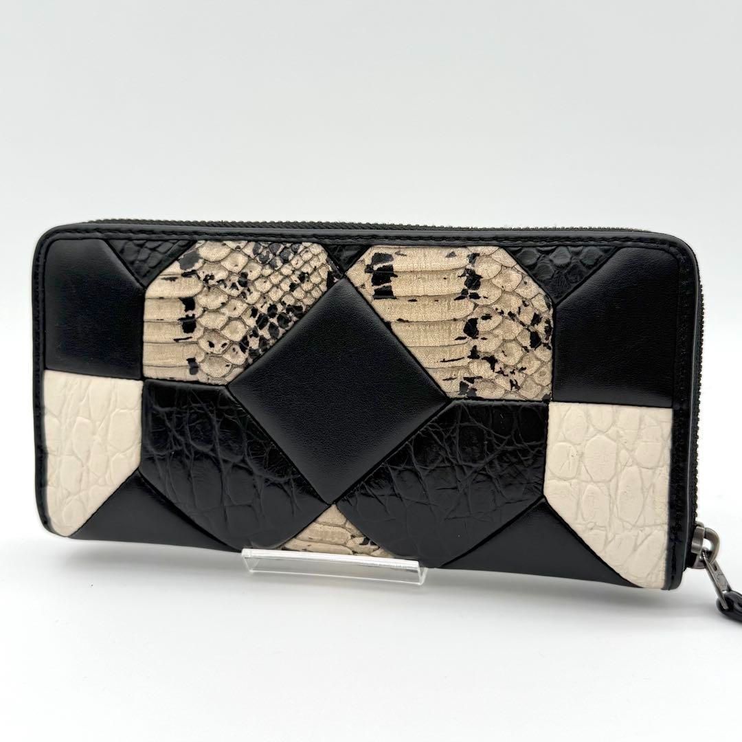 良品】COACH ラウンドファスナー 長財布 パイソン型押し