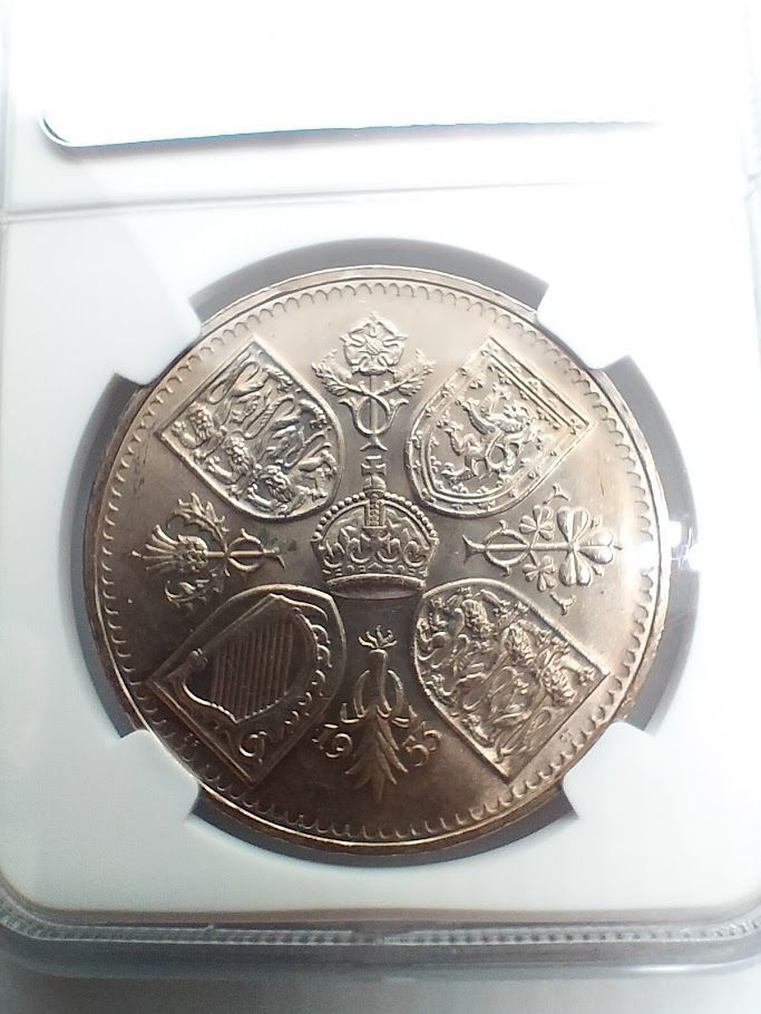 NGC MS64 1953年 イギリス クラウン硬貨 エリザベス女王 戴冠式記念