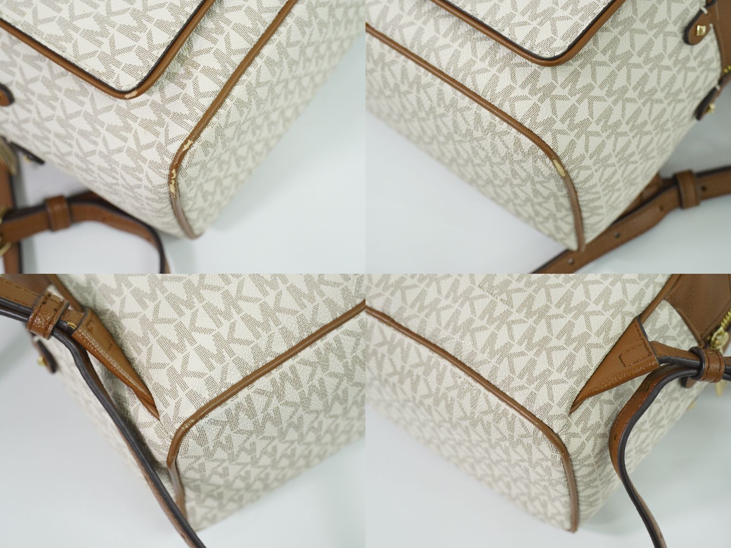 KORS バックパック アイボリー/ブラウン 本物 マイケルコース MICHAEL KORS MKシグネチャー リュック