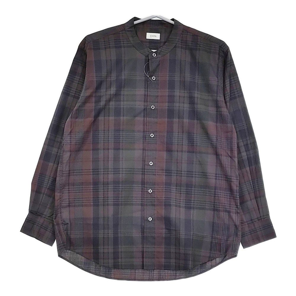 CIOTA Band Collar Shirt サイズ3 SHLM-109-DMDCH 定価29700円 バンド チェック 長袖シャツ グレー メンズ シオタ 5-0603M♪