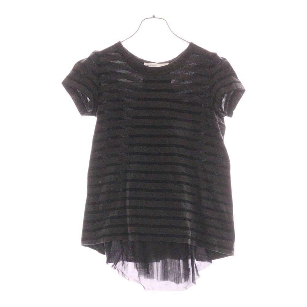 【美品】サカイラック-sacai luck-フェイクレイヤードブラウス sacai luck 12SSLU411 2 フリル ボーダー レイヤード 半袖T