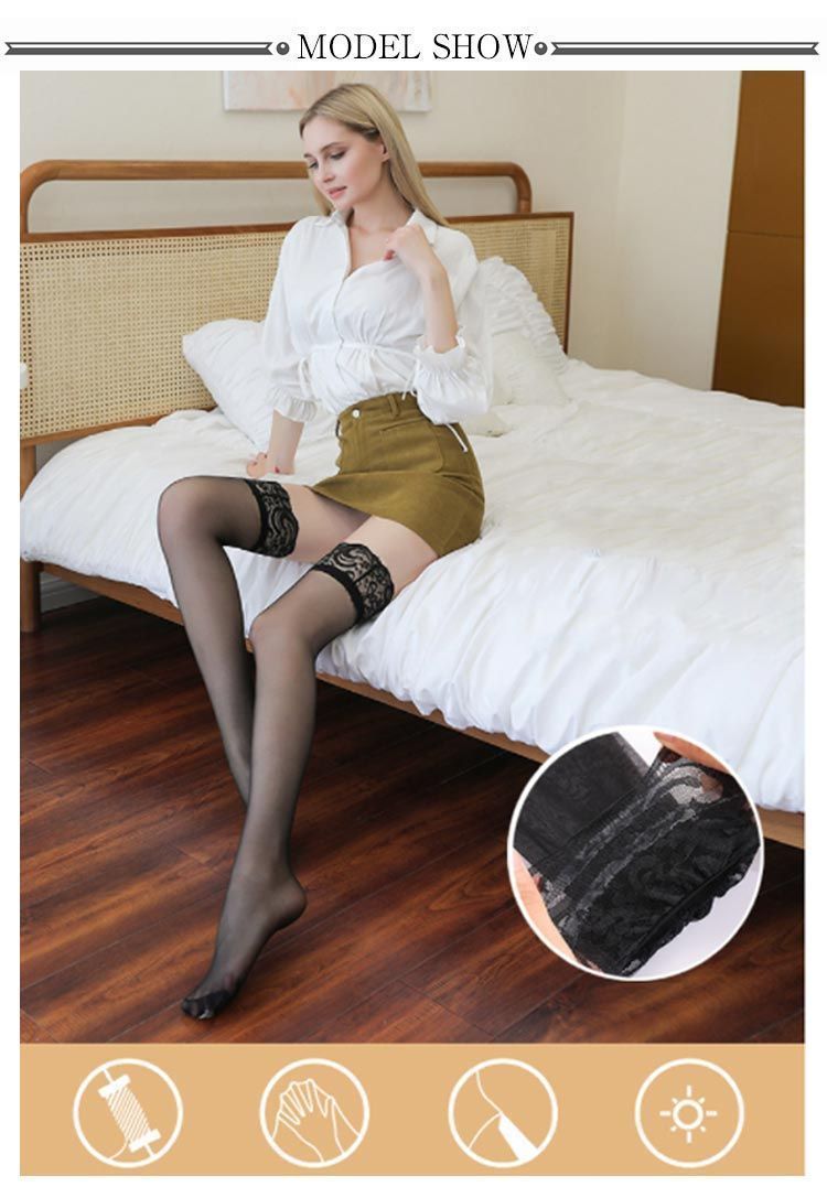 シリコンストッパー付き ガーターストッキング レース 春 夏 秋 滑り止め 8色 ストッキング シリコン 滑り止め ガーター不要 セクシーランジェリー セクシー ベージュ ホワイト レッド jzxd1330 DECORATOM_COM_BR