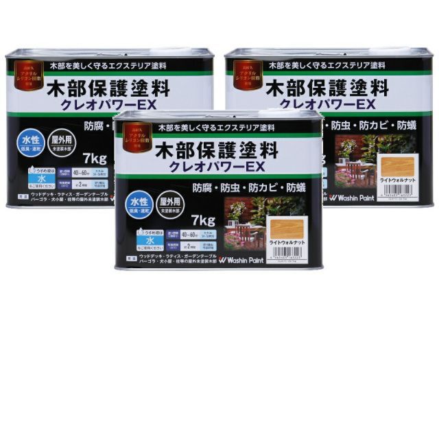和信ペイント クレオパワーＥＸ ライトウォルナット 7kg ３缶セット