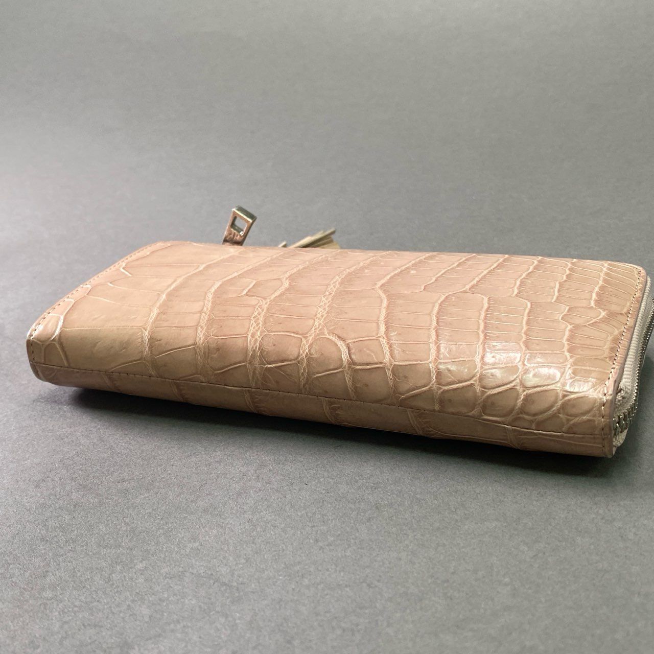 f10 【美品】 Pelley Lusso 本クロコ マットクロコ ラウンドジップ 