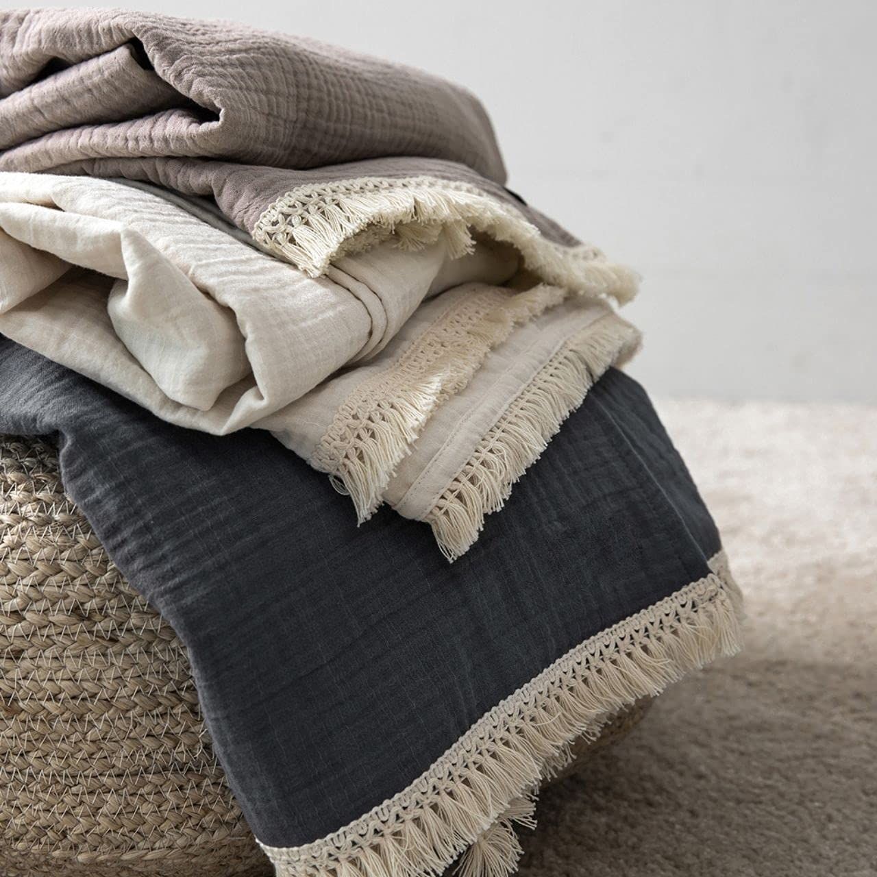 ブランケット ひざ掛け 】 落ち着いた色合いでおしゃれなガーゼケット