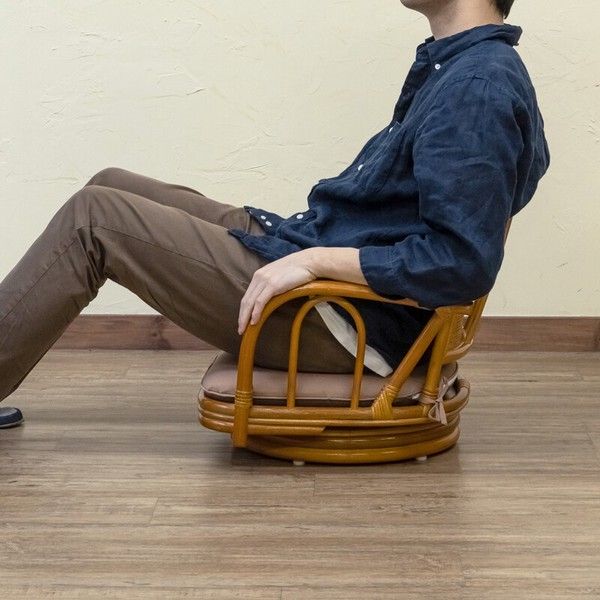 予約販売】ラタン 回転座椅子 ロータイプ 1脚 BR_HN 回転座椅子