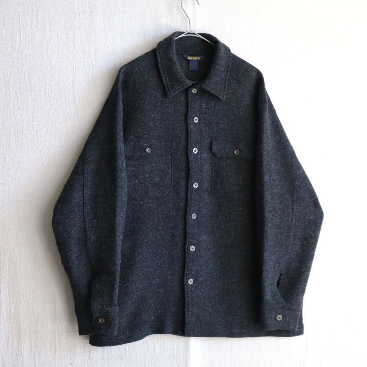 USA製 90s Woolrich ウール シャツ / チャコール グレー ボックス アウトドア ビンテージ O4-01020-9357
