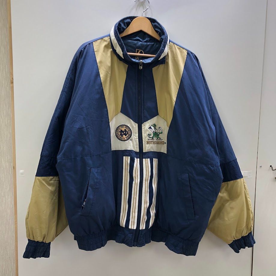 90 S PRO PLAYER アウター カレッジロゴ刺繍 リバーシブルジャケット ナイロン 中綿 ノートルダム大学 90年代 ヴィンテージ 90 S KOREA製 メンズ XL ネイビー