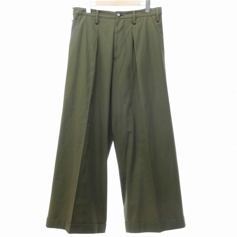 ヨウジヤマモト YOHJI YAMAMOTO ワイドパンツ スラックス カーキ 1 約S FT-P16-004 0426