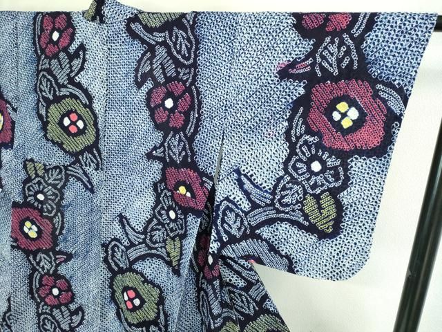 平和屋本店□極上 夏物 浴衣 有松鳴海絞り 草花文 綿 逸品 未使用  