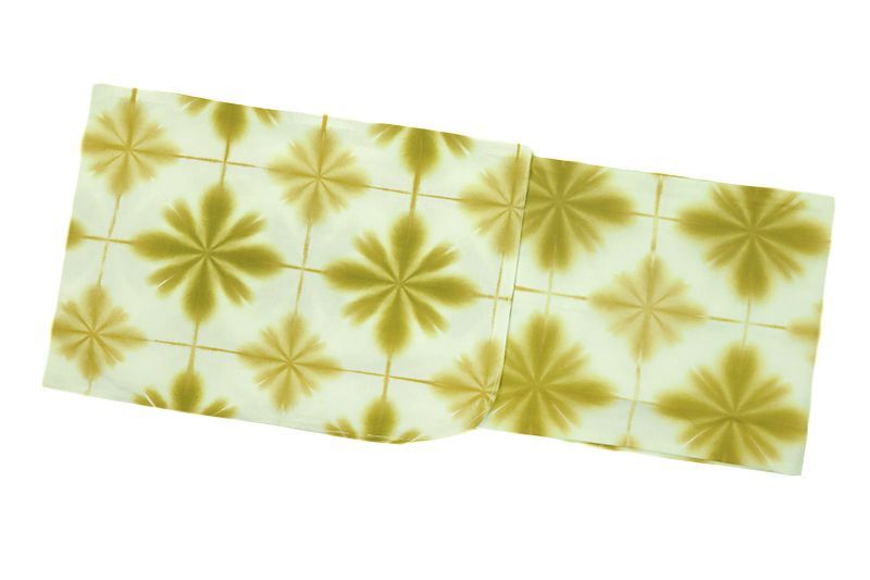 浴衣 板締め絞り レトロ Mサイズ 黄土色 黄色 手絞り 和柄 綿100