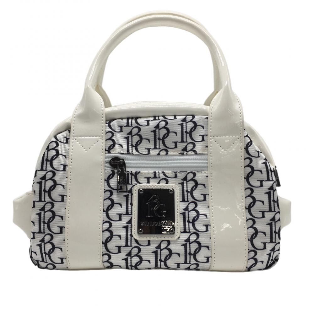 美品】ウノピュウノウグァーレトレ カートバッグ 白×黒 ロゴ総柄ゴルフ