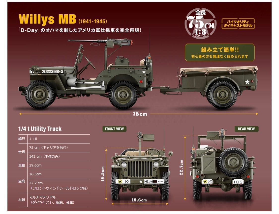 hachette アシェット 1/8 JEEP ジープ Willys MB 110 ウイリスMB