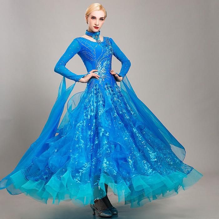 社交ダンスドレス フロート 上品 高品質 社交ダンス ドレス 長袖 スタンダード 社交ダンス衣装 モダンワンピース 広がる裾 ワンピース スタンダードドレス レッスン着 発表会 競技着 練習着 演出用 ワルツ ドレス ロング丈 オールシーズン