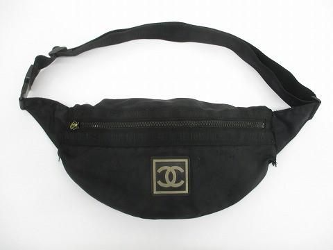 訳あり シャネル CHANEL ウエストバッグ ボディバッグ スポーツ ココマーク ブラック 黒