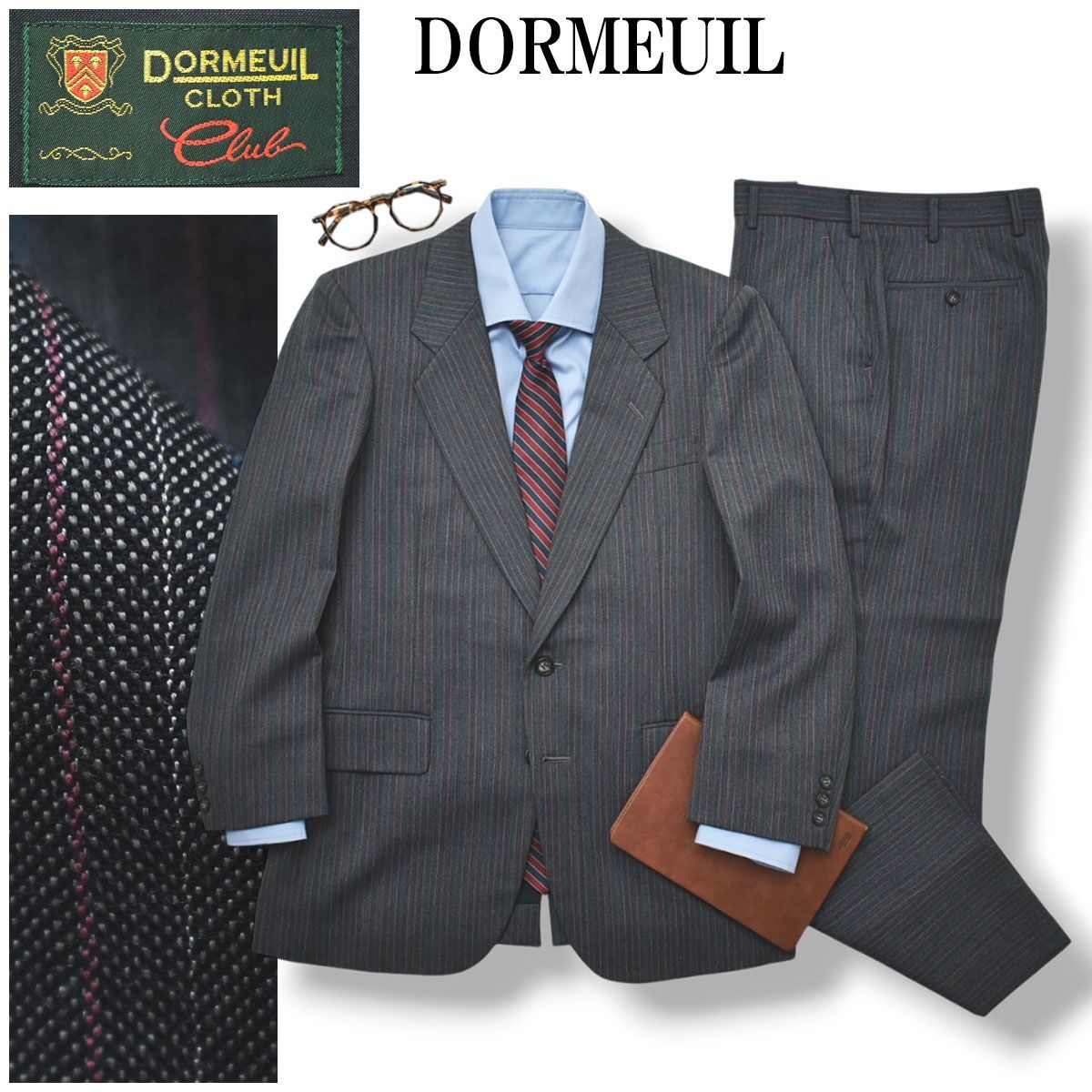 美品✨DORMEUIL ドーメル セットアップ ネップツイード ネイビー L位 美品✨DORMEUIL ドーメル セットアップ ネップツイード ネイビー L位