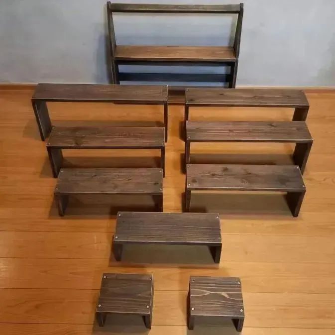 国産杉 ヴィンテージ調 セパレート9段マルシェラック ディスプレイ台 収納タイプ