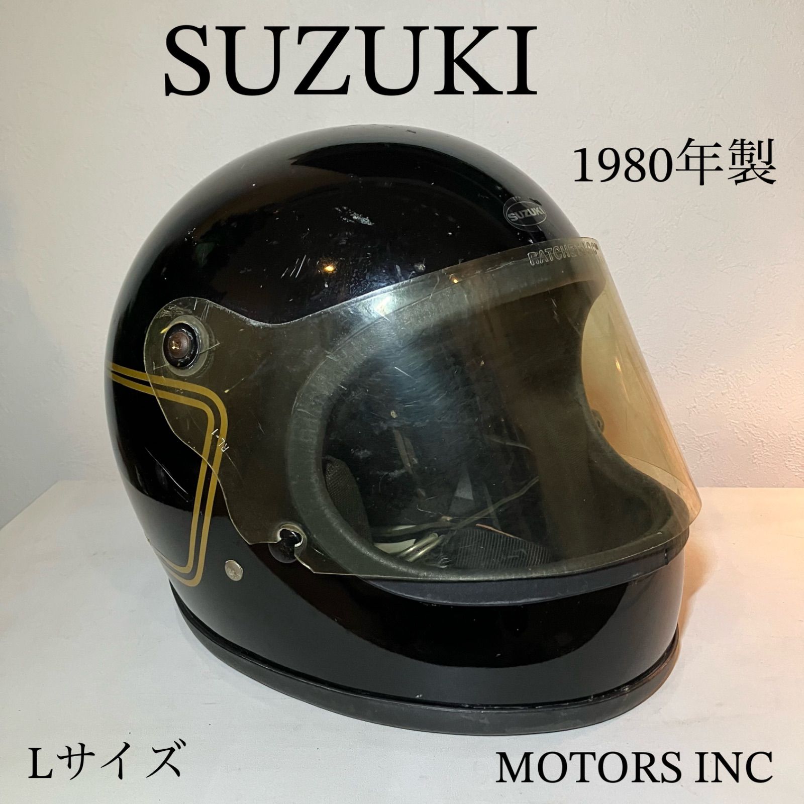 SUZUKI☆ビンテージヘルメット Lサイズ 1980年製 族ヘル スズキ ホンダ フルフェイス 旧車 黒 当時物 USA バイク ARAI ブラック  SHOEI - メルカリ