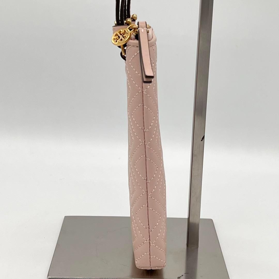 【美品】Tory Burch スマホショルダー キルティングレザー ピンク 美品】Tory Burch スマホショルダー キルティングレザー ピンク