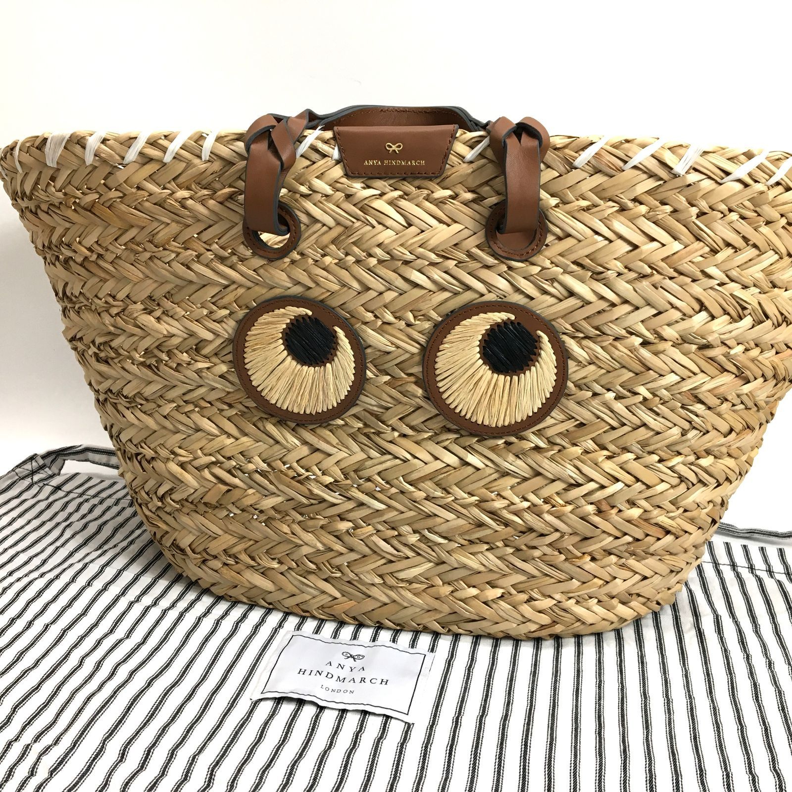 ANYA HINDMARCH ベージュ かごバッグ美品 2025年最新】Anya Hindmarch