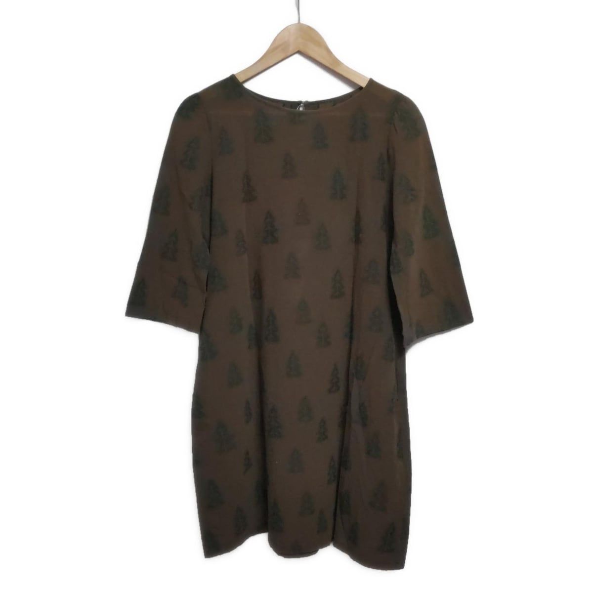 Sally Scott サリースコット ワンピース サイズ9AR S レディース - ダークブラウン×ダークグリーン 長袖|ひざ丈