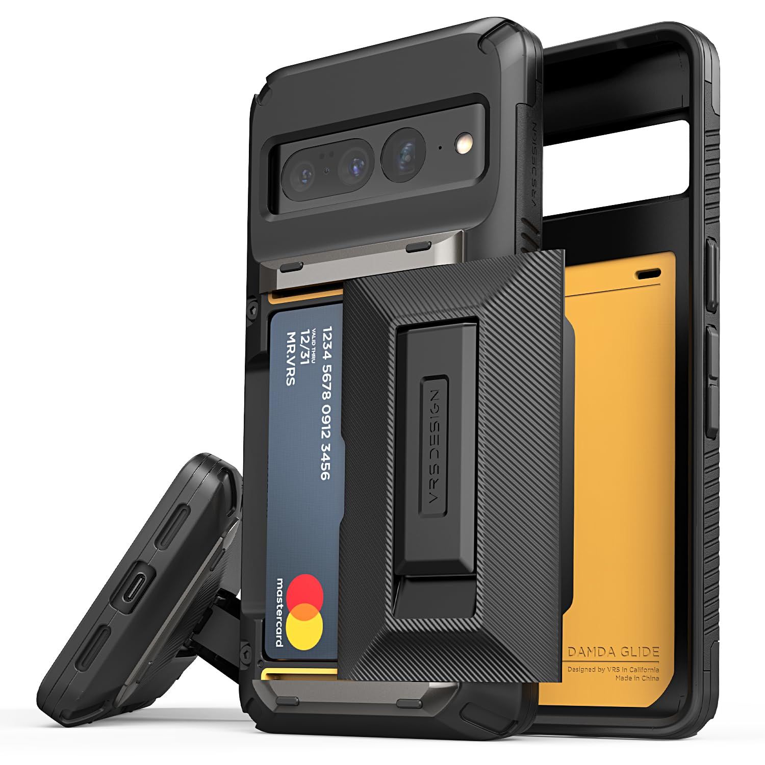 VRS Pixel 7 Pro 対応 耐衝撃 ケース カード 収納|スタンド|ストラップホール 付 スマホケース 耐 衝撃 傷 落下 防止 ハード タフ カバー Google Pixel7Pro グーグルピクセル7プロ 対応 ブラックグルーヴ