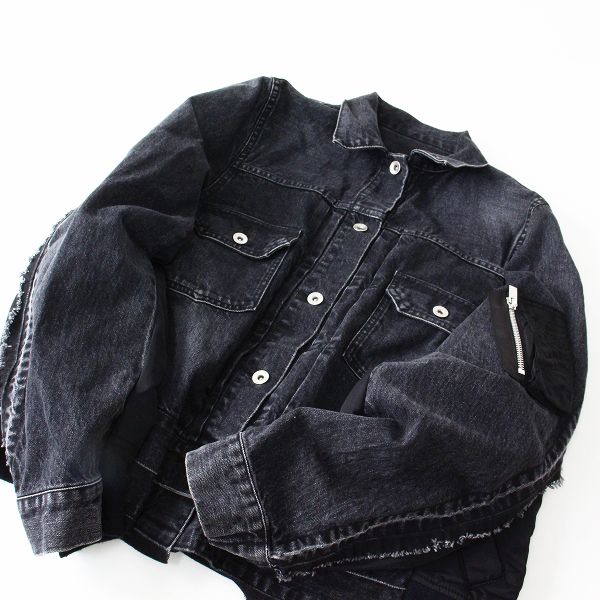 sacai サカイ SCW-051 Denim X Ma-1 Jacket 2/ブラック デニム ...