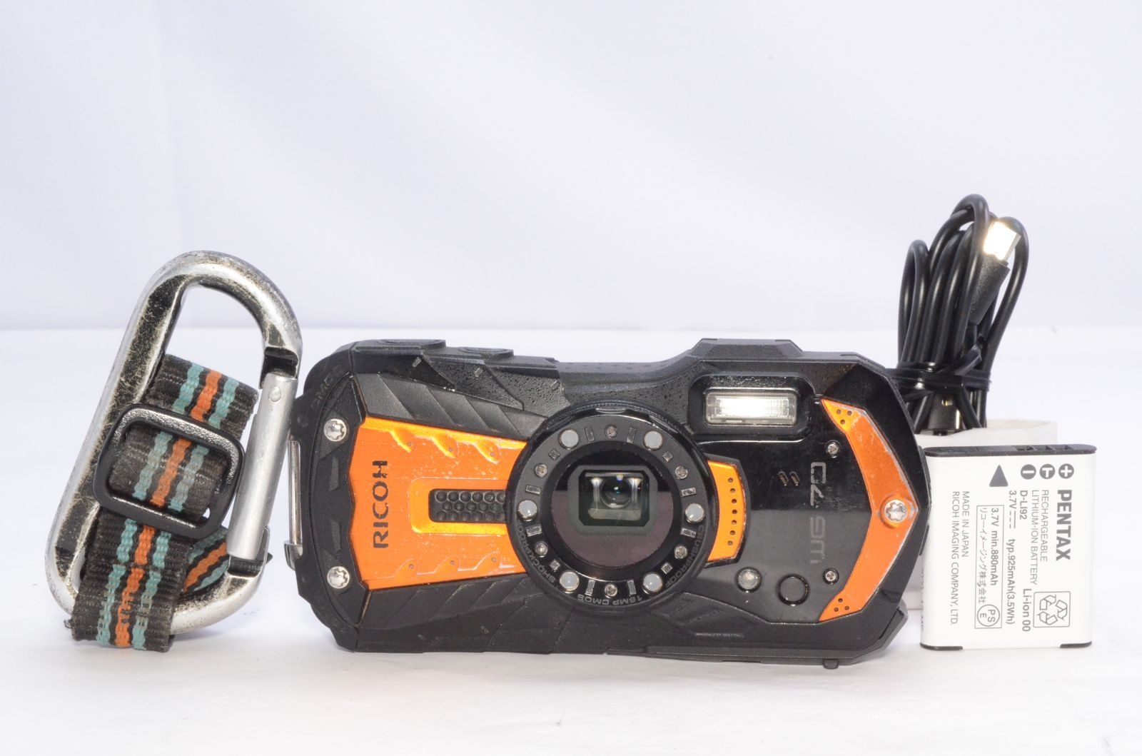 並品 RICOH WG-70 オレンジ リコー本格防水デジタルカメラ 14m防水