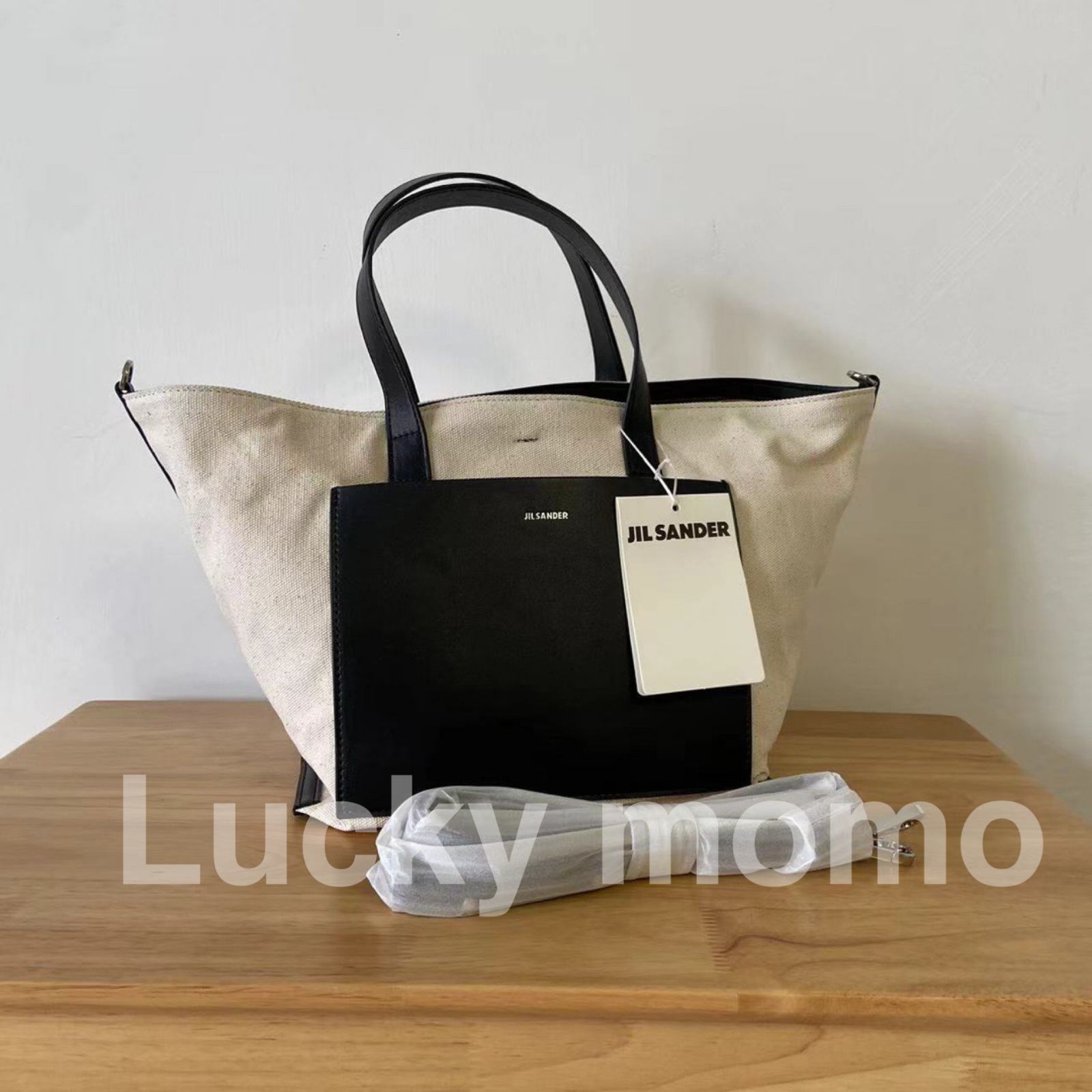 大人気 新品 JIL SANDER ジルサンダー ファッション メンズ レディース バッグ トートバッグ ハンドバッグ ショルダーバッグ キャンバストートバッグ ブラック×キャンバス