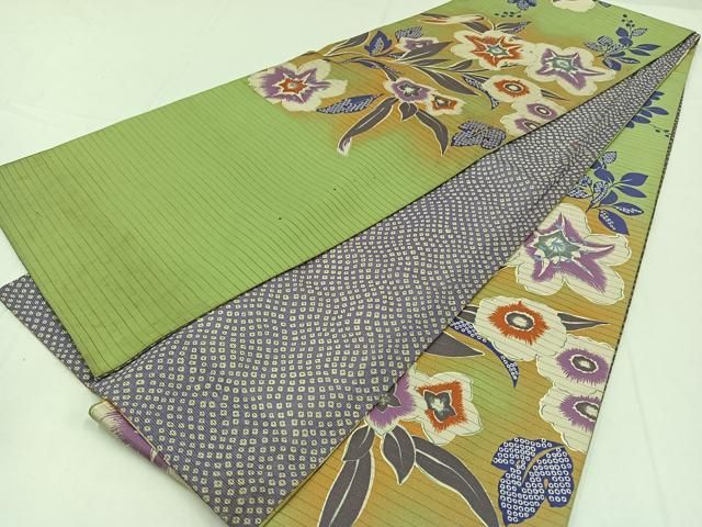 平和屋着物＊夏物 アンティーク 大正ロマン 全通柄京袋帯 草花文 正絹  