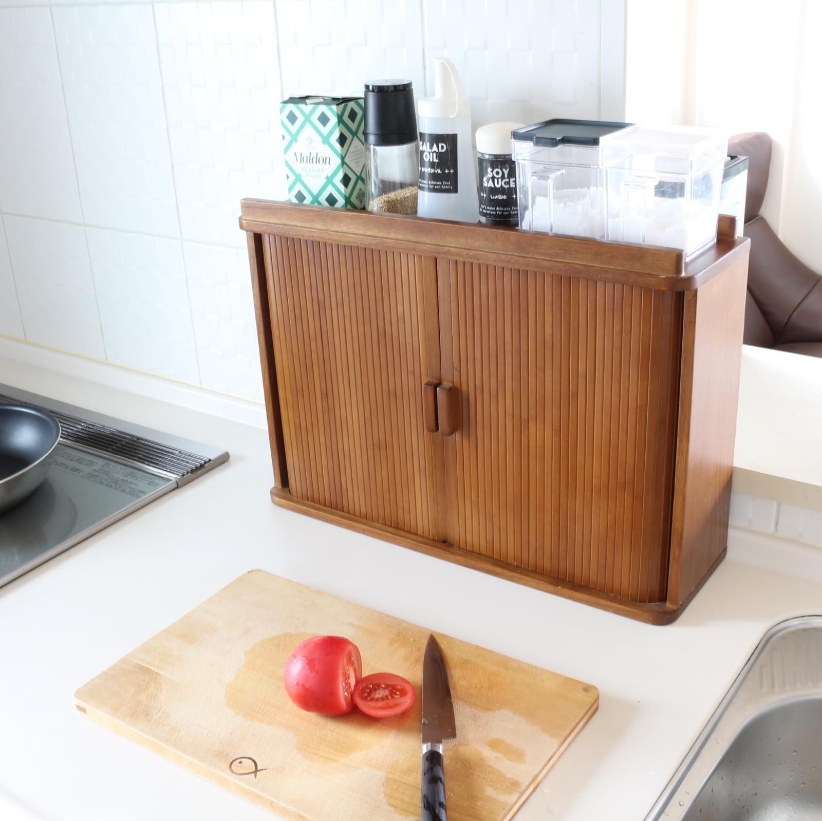 オスマック OSMAC 調味料ラック スパイスラック 幅50cm キッチン 収納 大容量 隠せる インテリア 竹製 ダークブラウン KTX50355DB