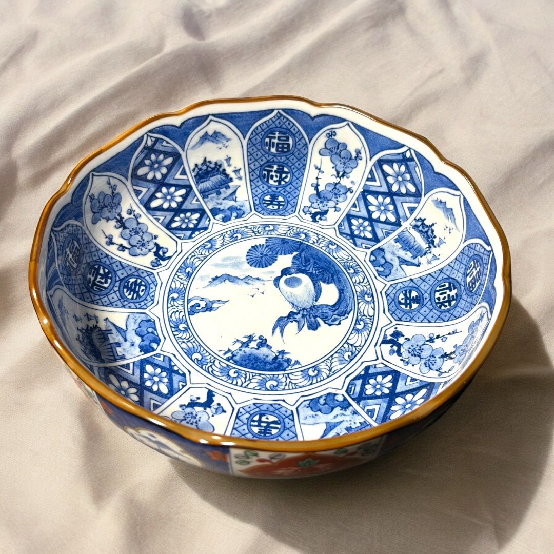 有田焼　骨董　盛り鉢　口径約18cm 有田焼 骨董 盛り鉢 口径約18cm 名鉢】江戸時代後期 古伊万里 染錦