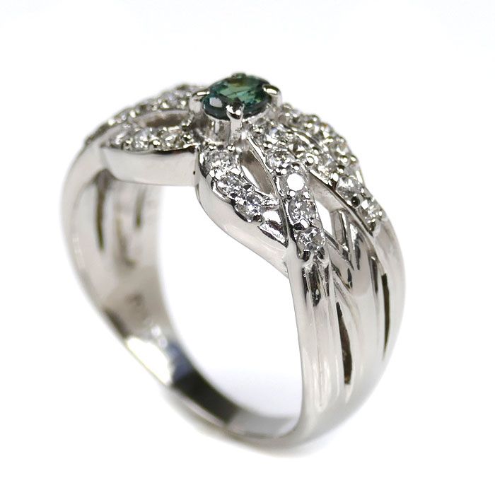 Pt900プラチナ リング 指輪 アレキサンドライト0.25ct ダイヤモンド0.50ct 12号 9.0g レディース