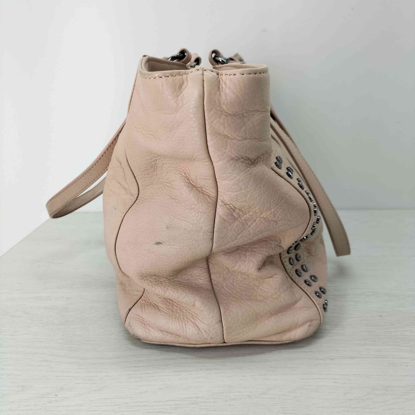 ディーゼル　Y2K トート　白 ディーゼル DIESEL 2WAY スタッズ レザートートバッグ Y2K