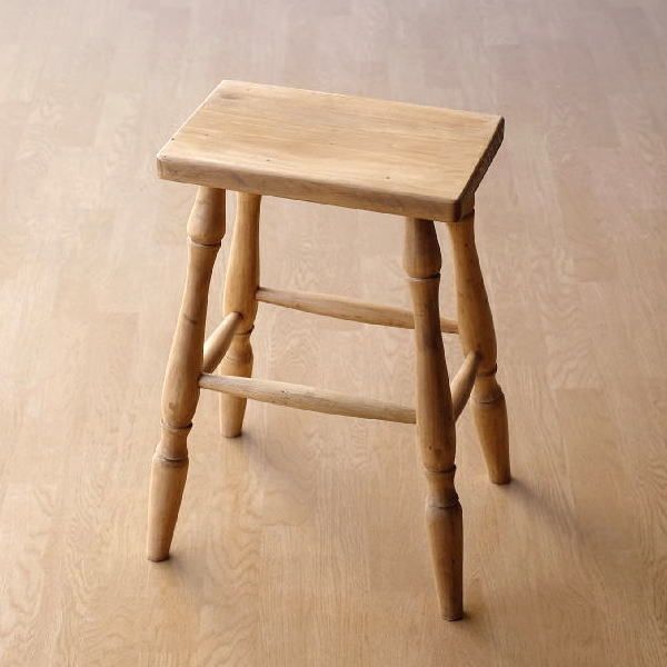 天然木座面のアイアンスツール ヴィンテージスタイル グリーン 木製座