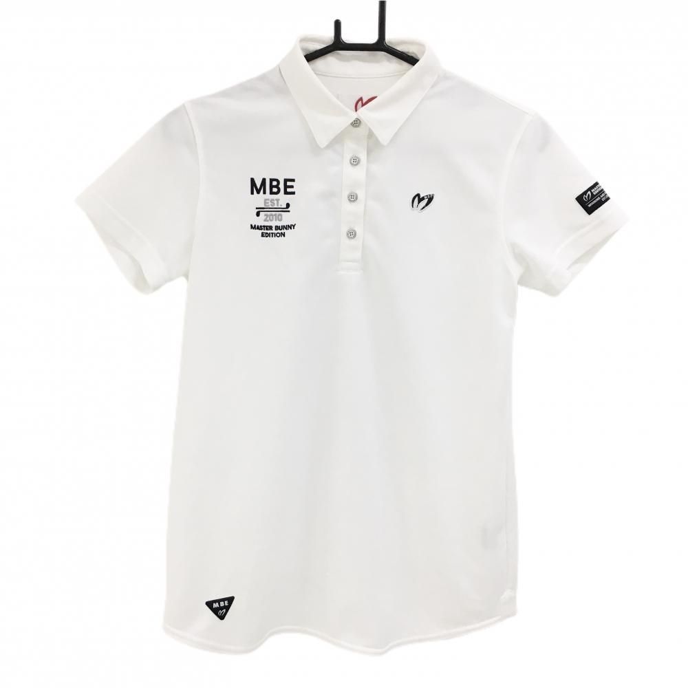 超美品】マスターバニー 半袖ポロシャツ 白×黒 背面ロゴライン