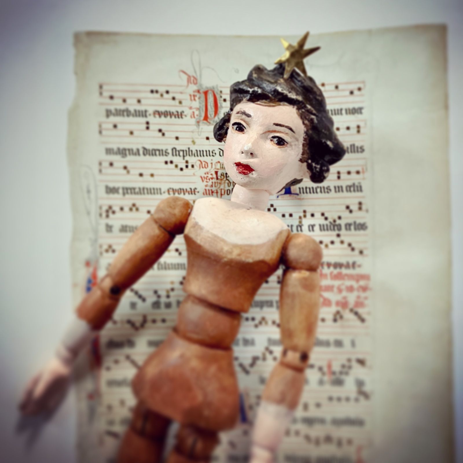 創作人形　サントス人形　ポーズ人形　天使　天使像　木製人形　球体関節人形　アンティーク風　聖人 オブジェ