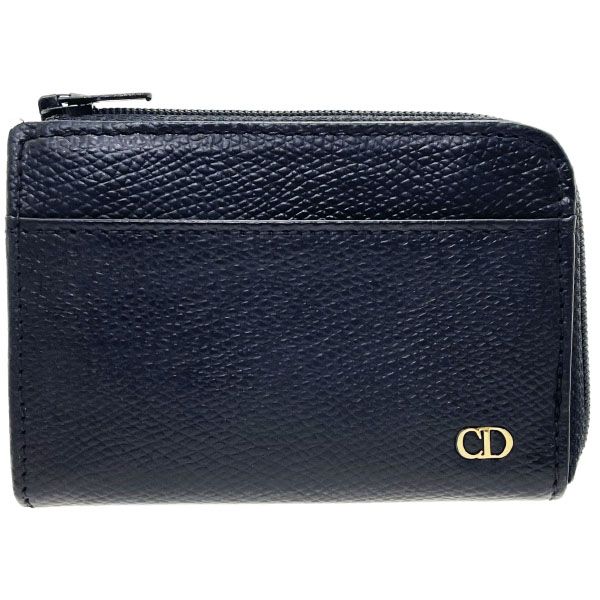 クリスチャン ディオール コインケース ヴィンテージ L字ファスナー コインパース レザー 革 ブラック 黒 Christian Dior CDロゴ オールド クラシック ミニ小銭入れ C.Dior