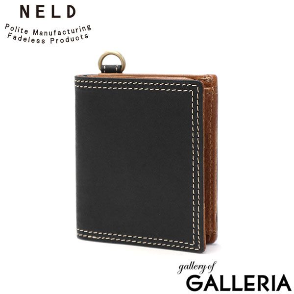 ネルド 二つ折り財布 メンズ レディース ブランド 本革 NELD 財布 革 牛革 カード カード収納 おしゃれ 小銭入れ ミニ財布 二つ折り AN281 ブラック